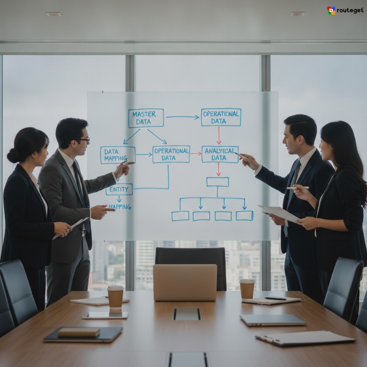 Why Dynamics 365 Master Data Projects Underestimate Cleansing Costs When Migrating Legacy Finance Systems | Routeget Technologies Finance leadership team reviewing master data governance and ERP migration strategy